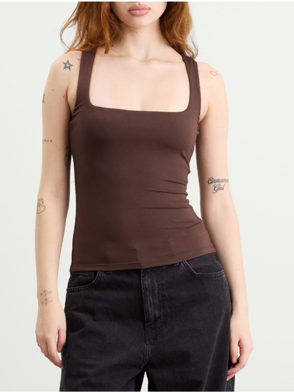 NWT Skims Smooth Layers Square Neck Tank Top new espresso Brown